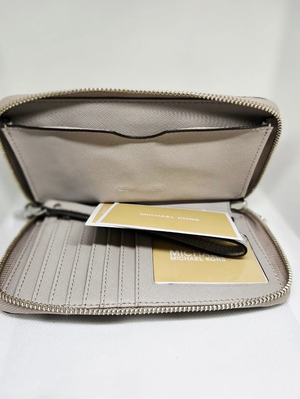 Michael Kors Pebble Leather Wristlet Wallet in Taupe